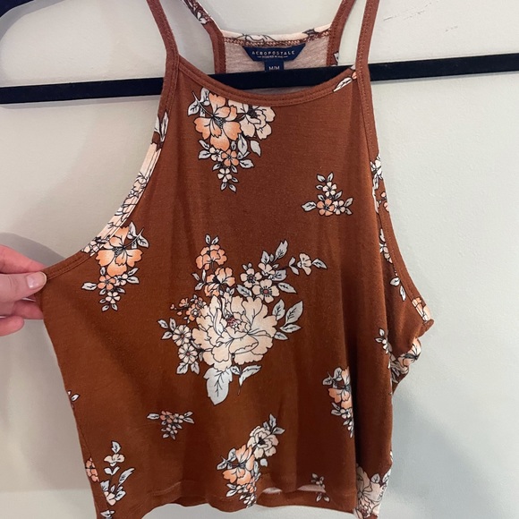 Medium Brown Floral Tank top! So cute and stretchy - Picture 2 of 6